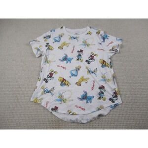 Disney Shirt Teens Girls XXL White All Over Print Mickey Winnie Stitch Character